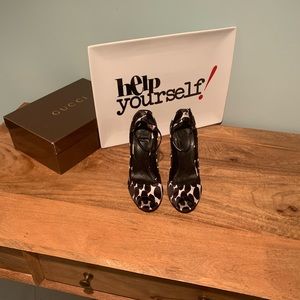 Gucci Leopard Print With Red Heel Open Toe Pump